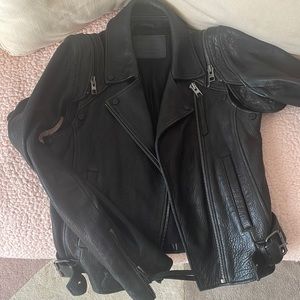 All Saints Durable Leather Motorcycle Jacket